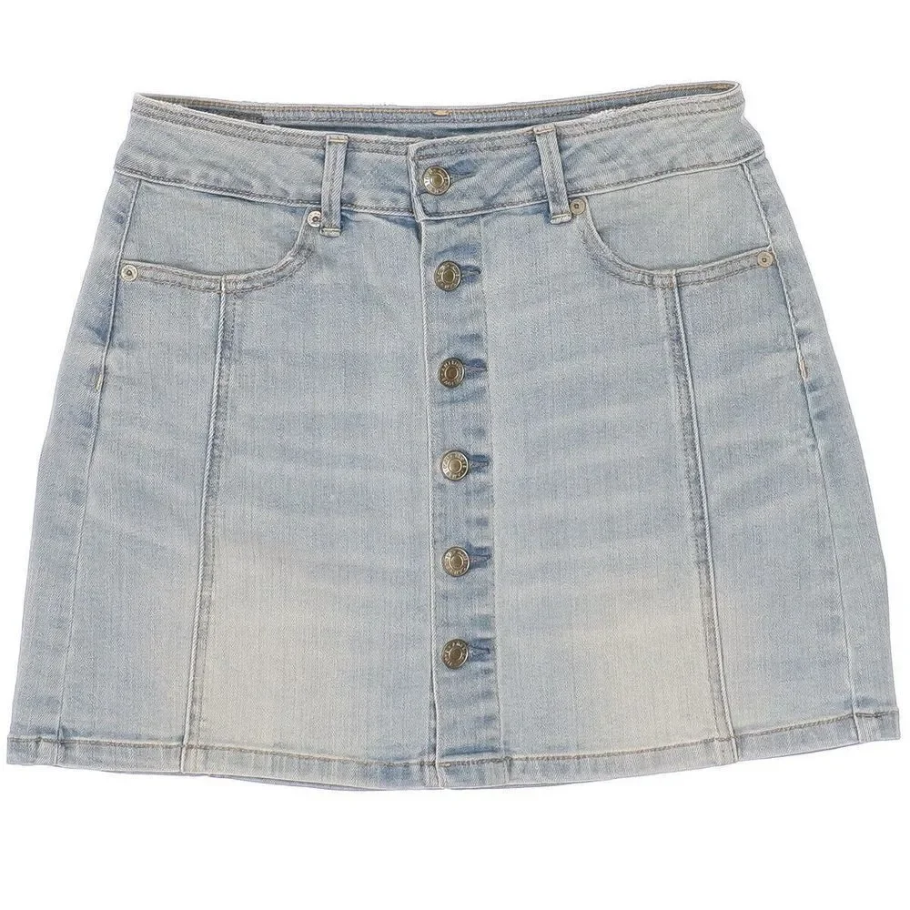 American Eagle Skirt Womens Size 4 Hi Rise A Line Button Light Blue Stretch W26